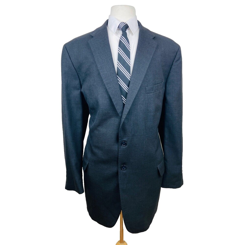 TOM JAMES Mens 48L Solid Gray Soft 100% Wool Soft Blazer Sport Coat Suit Jacket